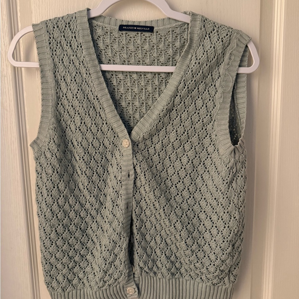 Brandy Melville Mint Green V-Neck Sweater Vest